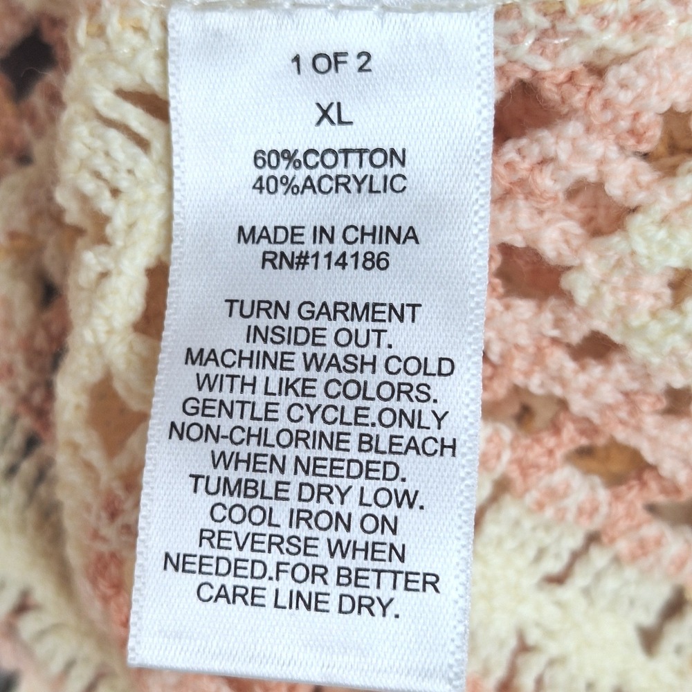 Womens Sweater XL Crochet Granny Square Cottagecore Indie Boho Hippie Festival - Picture 6 of 9